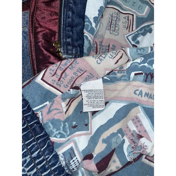 Vintage 1980s Current Seen Denim Jacket Aztec Lined Men’s L - Picture 6 of 16